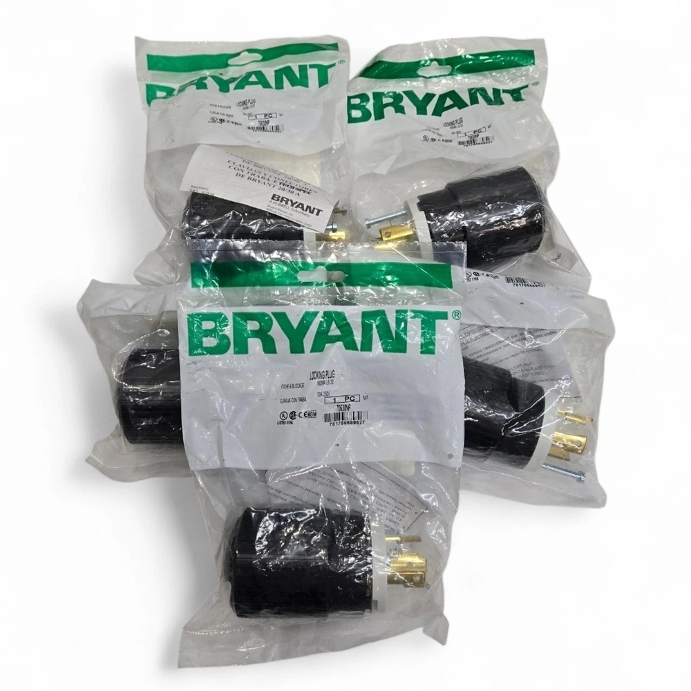 BRYANT Locking Connector Plug NEMA L6-30 30A 250V 70630NP 2P 3W Grounding, 5 New